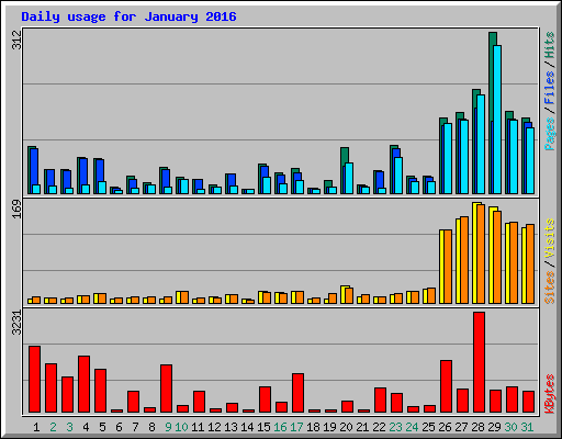 Daily usage for January 2016
